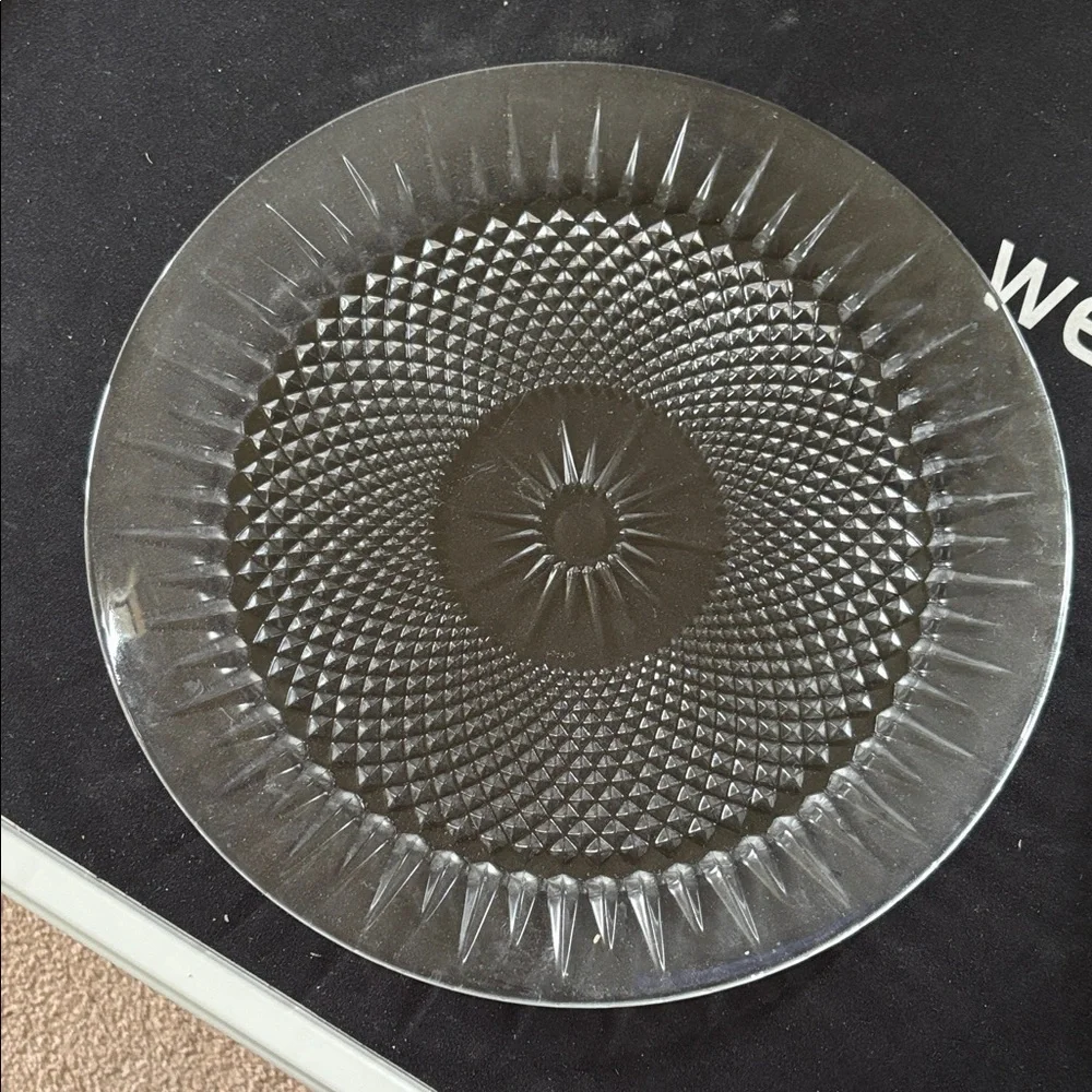 Clear Diamond-Pattern Glass Dinner Plates - Set of 2